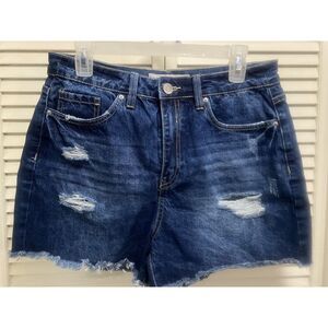 YMI Raw Hem Cut off Distressed Jean Shorts High Rise‎ Size 13 Dark Wash